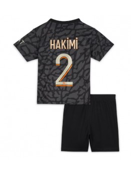 Paris Saint-Germain Achraf Hakimi #2 Ausweichtrikot für Kinder 2023-24 Kurzarm (+ Kurze Hosen)